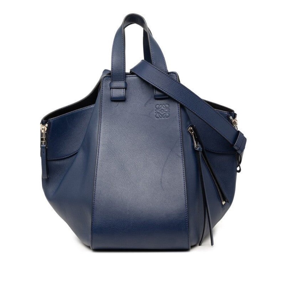 Loewe Anagram Hammock Medium Leather Handbag Navy